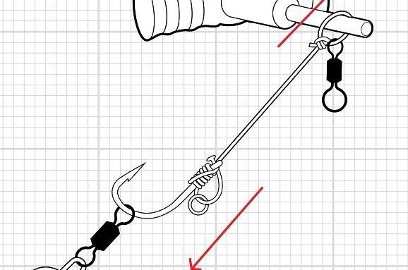 5. Пользуясь еще одним затягивателем, или каким-то другим подходящим предметом, например грузиком с петелькой, возьмитесь за крючок и хорошо затяните узел.